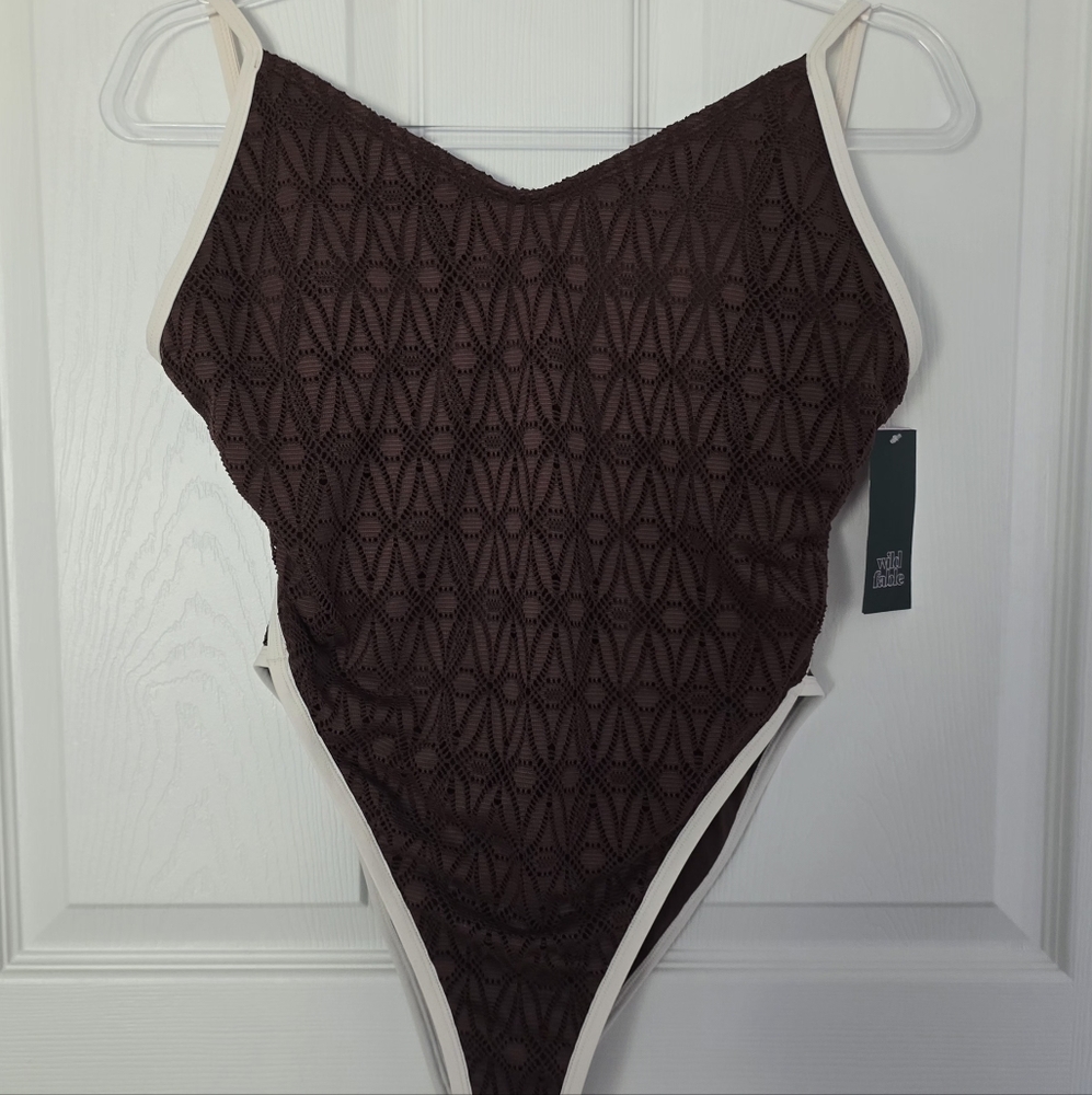 NWT Wild Fable Brown Lace Look Swimsuit